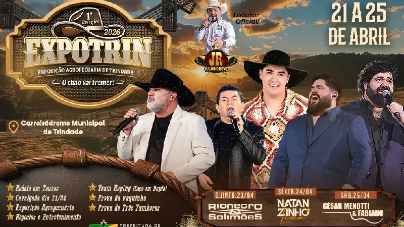 ExpoTrin 2026 A Tradição, Cultura e Entretenimento Créditos - Prefeitura de Trindade